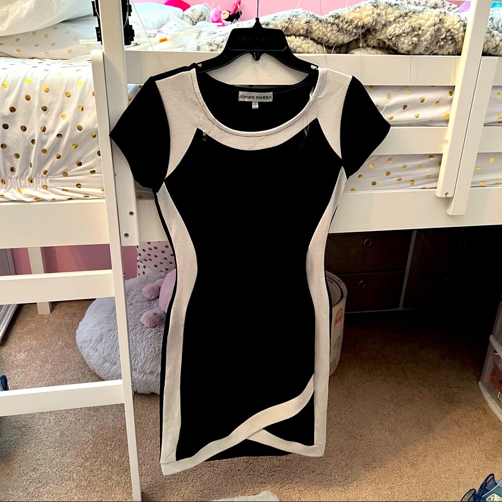 Black and white fitted dress